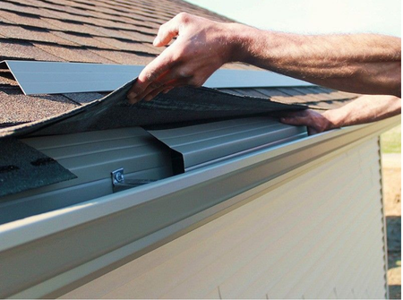 Metal flashing detail on roof